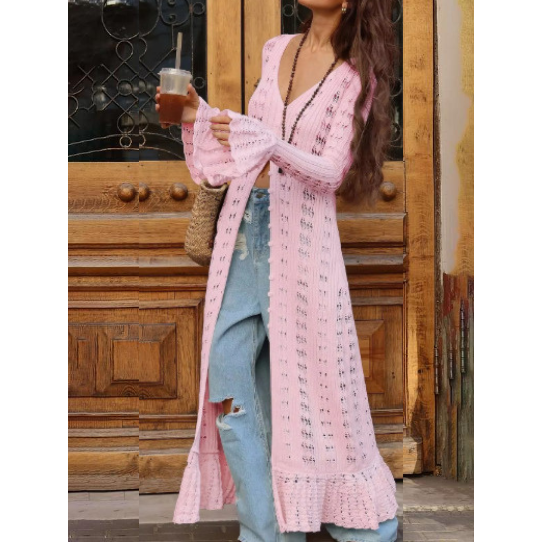 Vilora™  - Chic Flounce Sleeve Fitted Button Cardigan