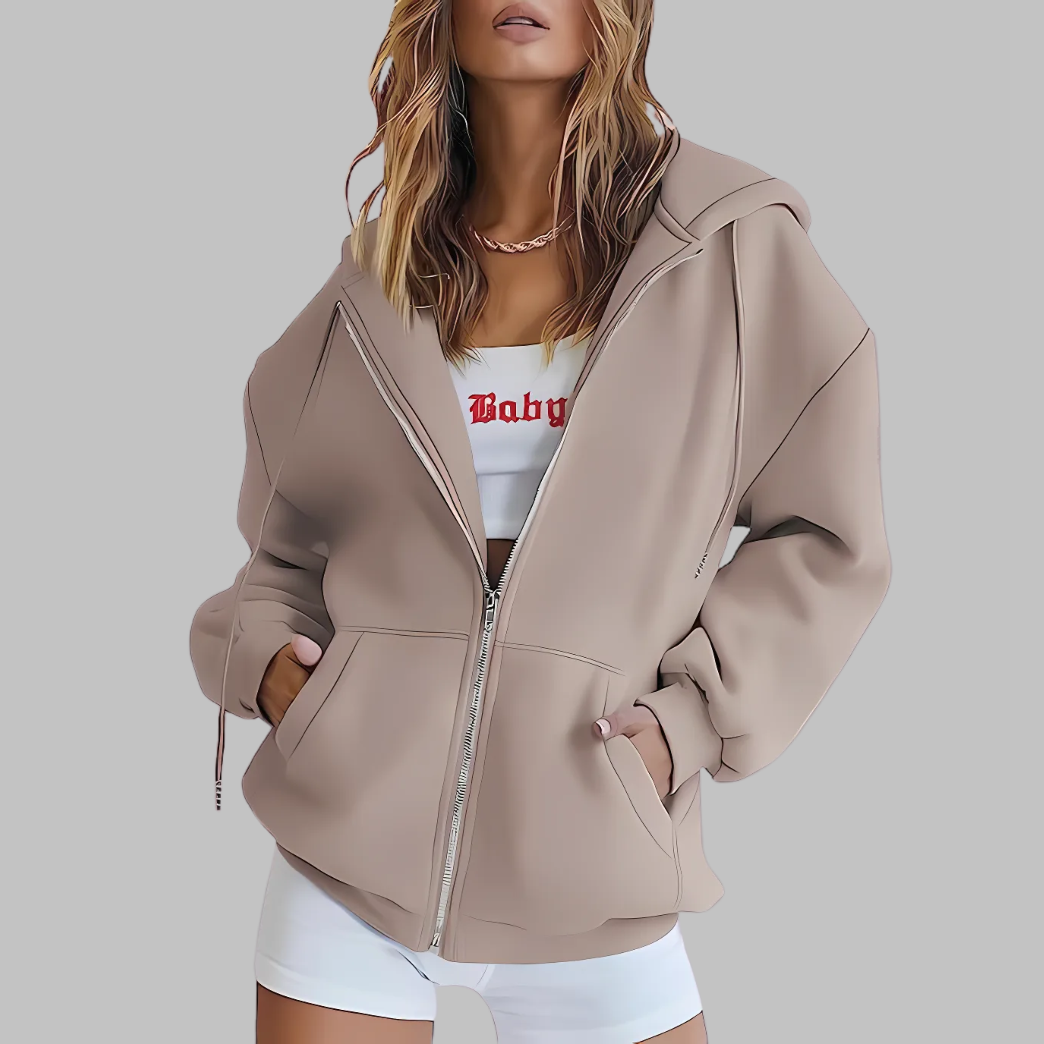 Vilora™ - Classic Zip Up Oversized Hooded Jacket