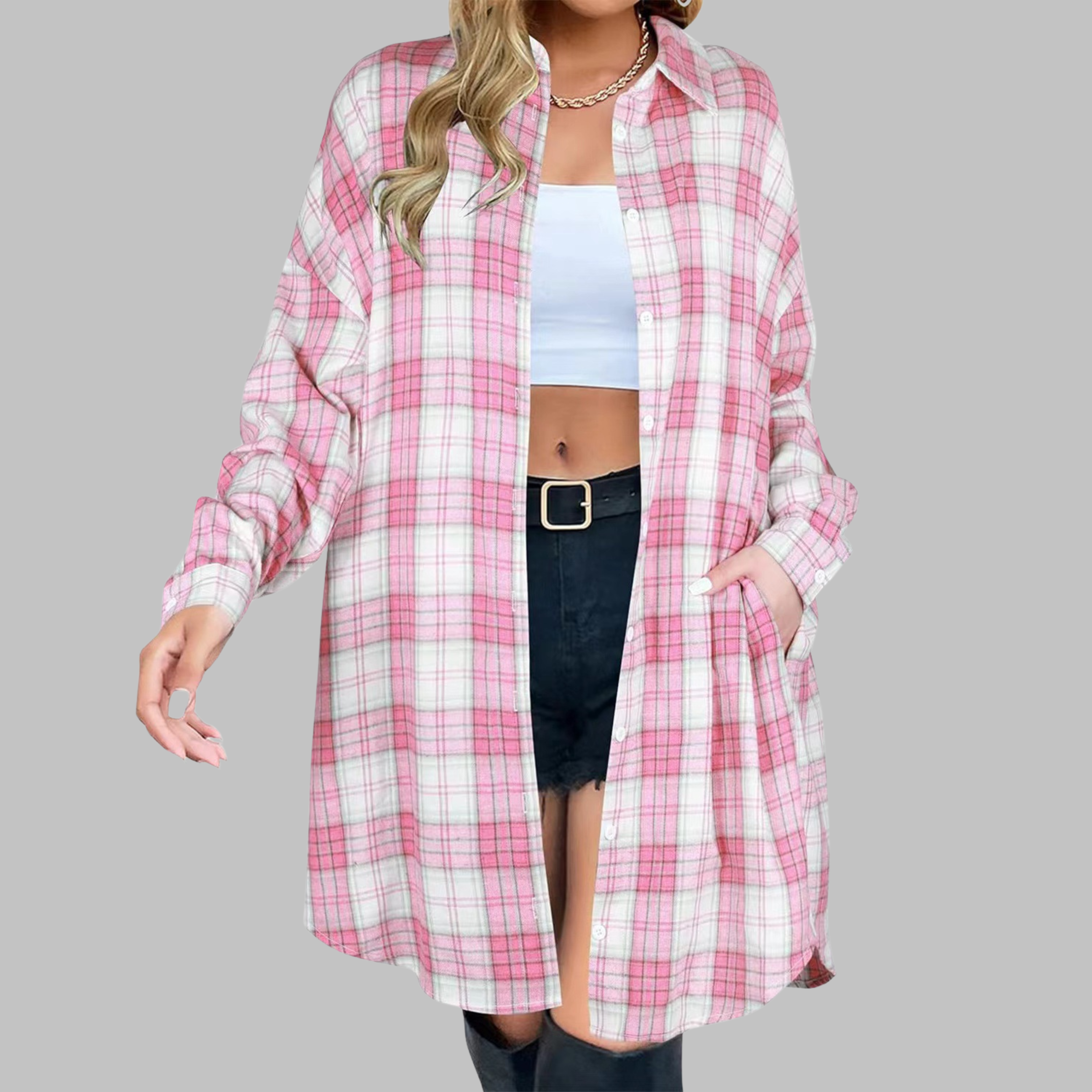 Vilora™  - Classy Button Down Plaid Long-Sleeve Jacket