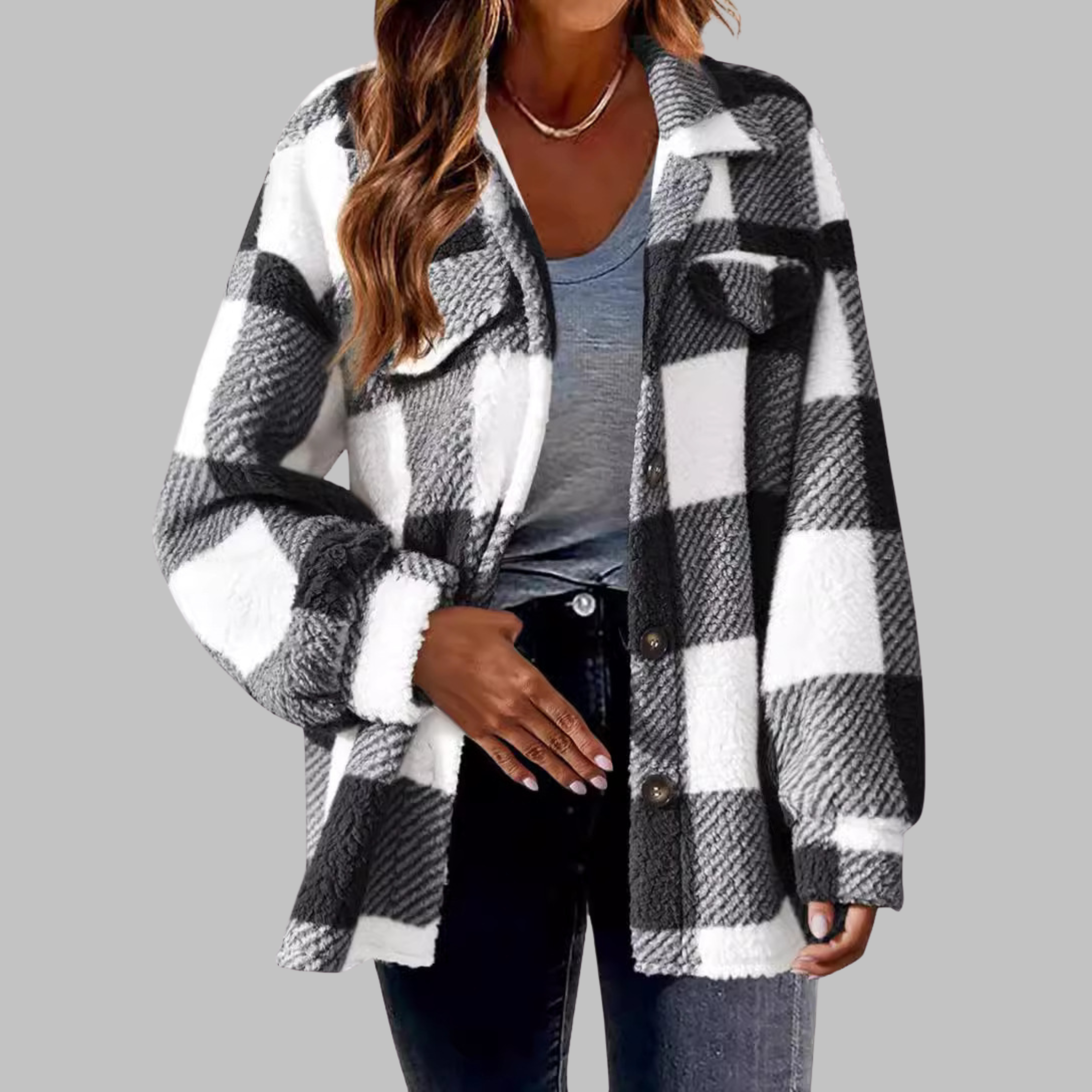Vilora™ - Casual Plaid Button Down Long Sleeve Jacket