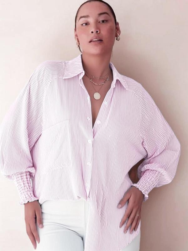 Vilora™  – Flowy Plus Size Casual Button-Up Top