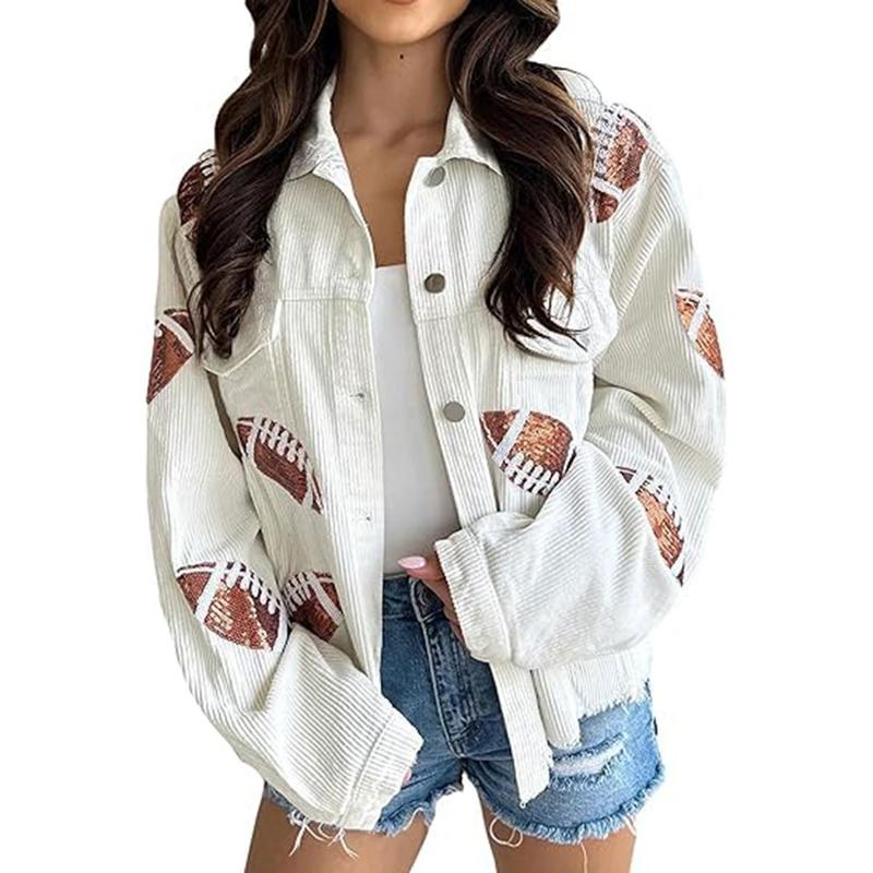 Vilora™  - Chic Cropped Oversized Button Down Football Jacket