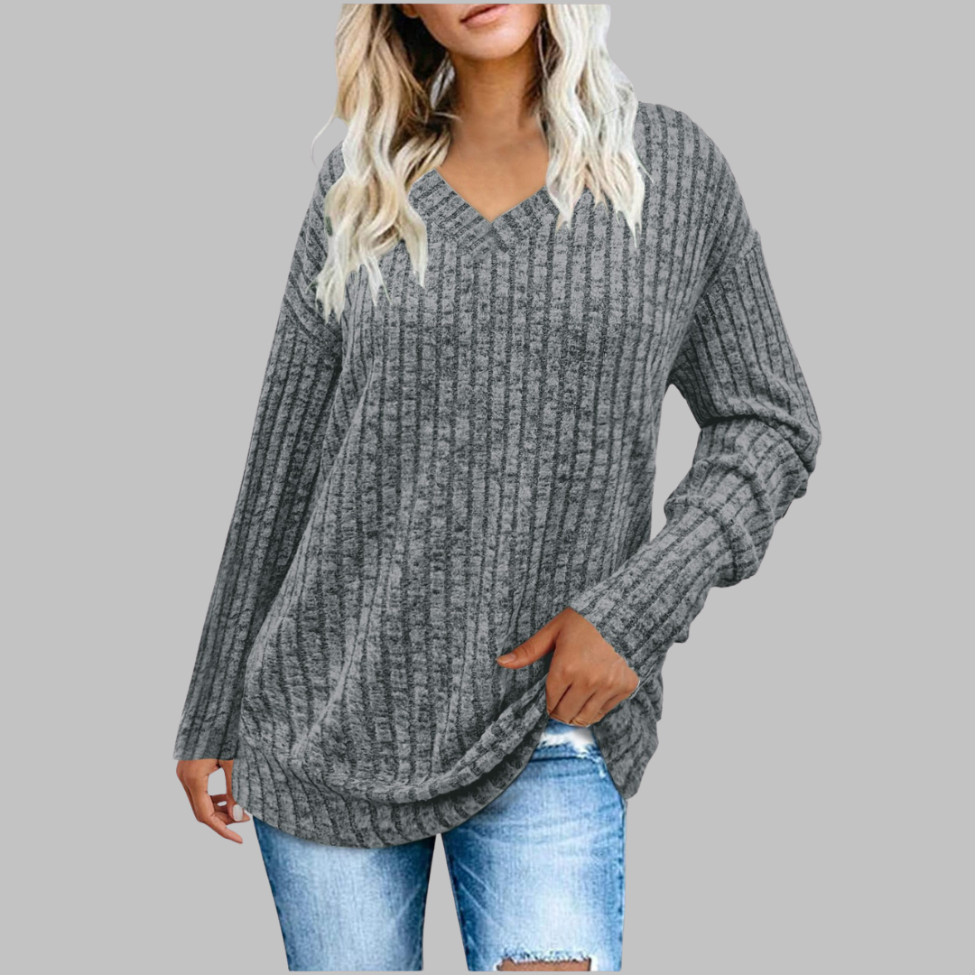 Vilora™  - Casual V-Neck Long Sleeve Sweater
