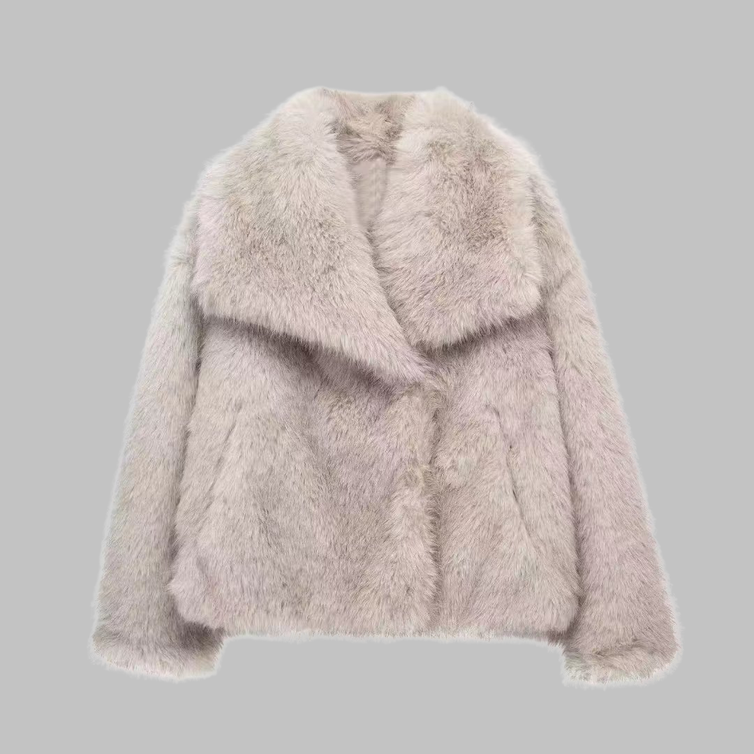Vilora™  - Classy Long Sleeve Collared Fuzzy Coat