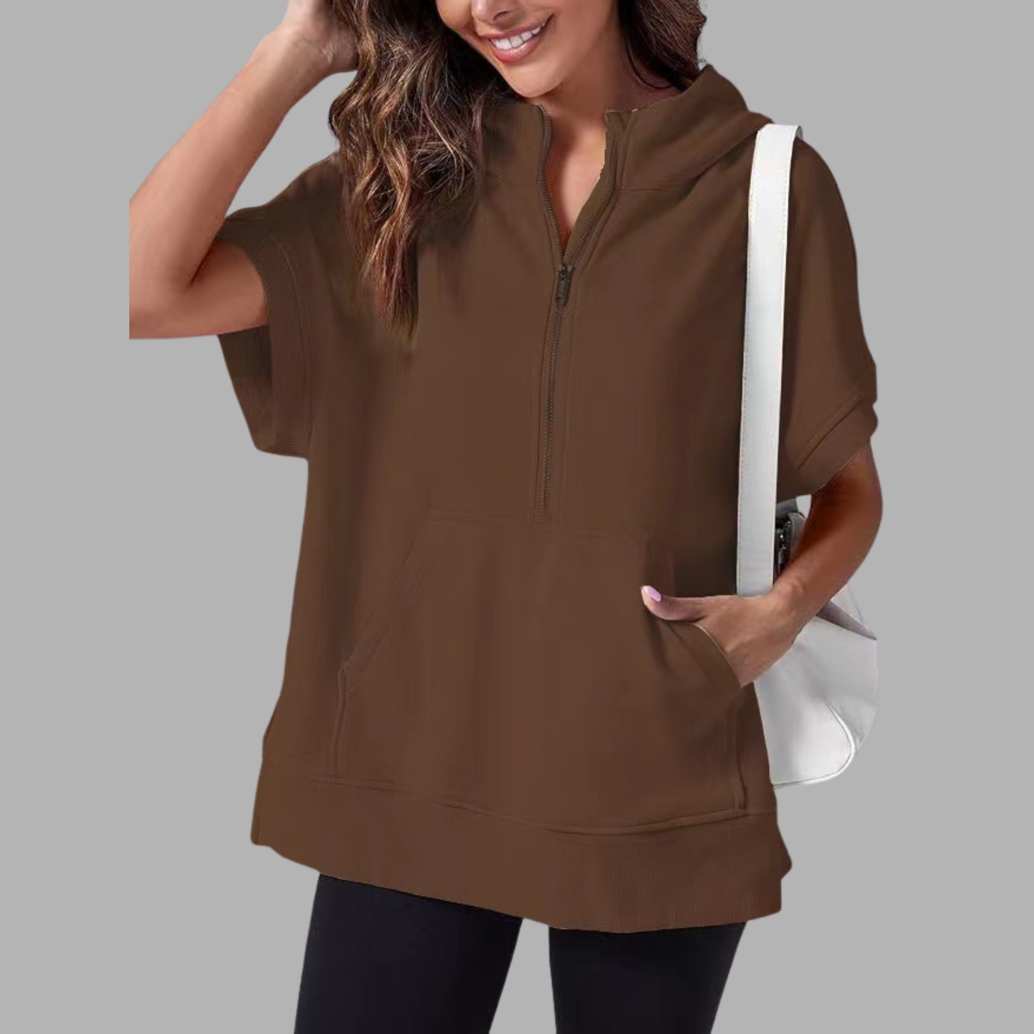 Vilora™  – Relaxed Oversized Half-Zip Summer Hoodie