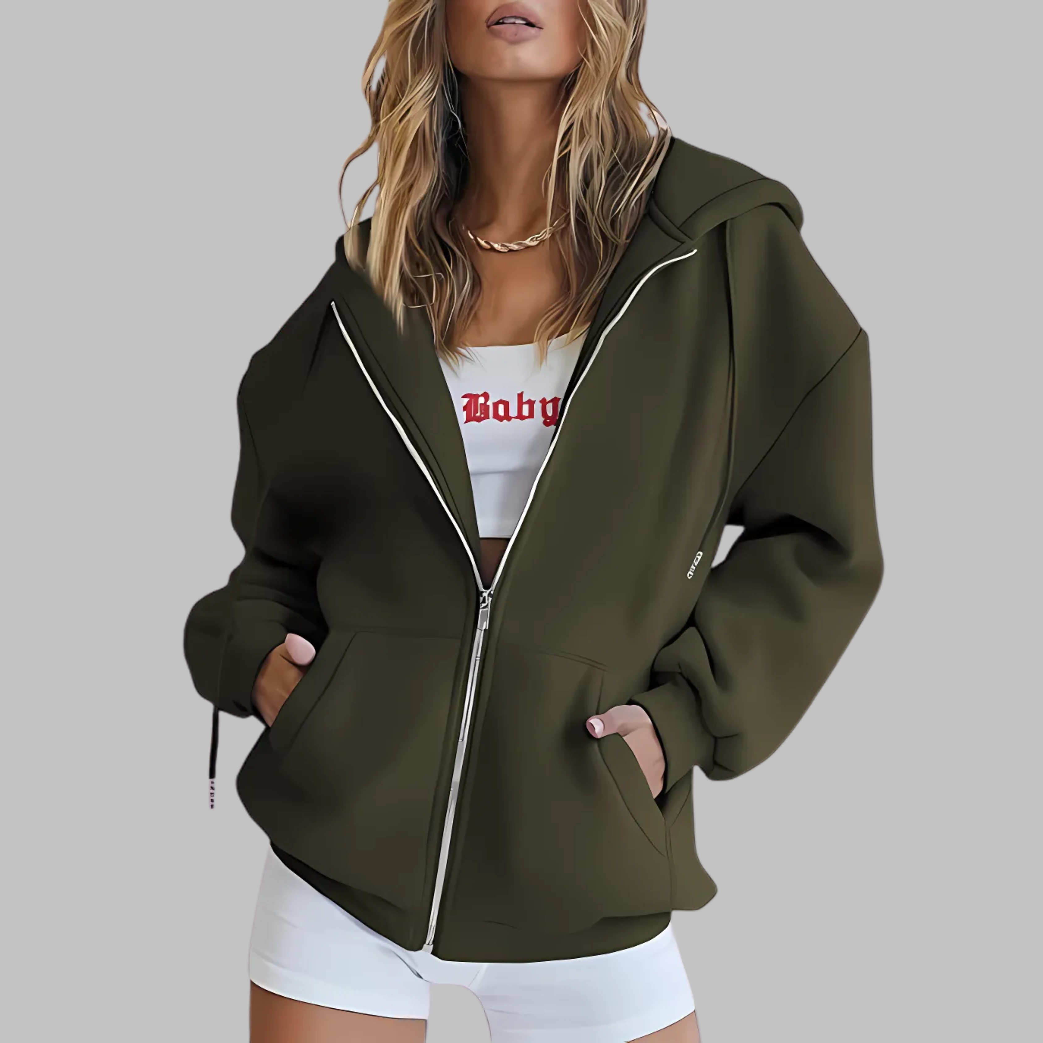 Vilora™ - Classic Zip Up Oversized Hooded Jacket