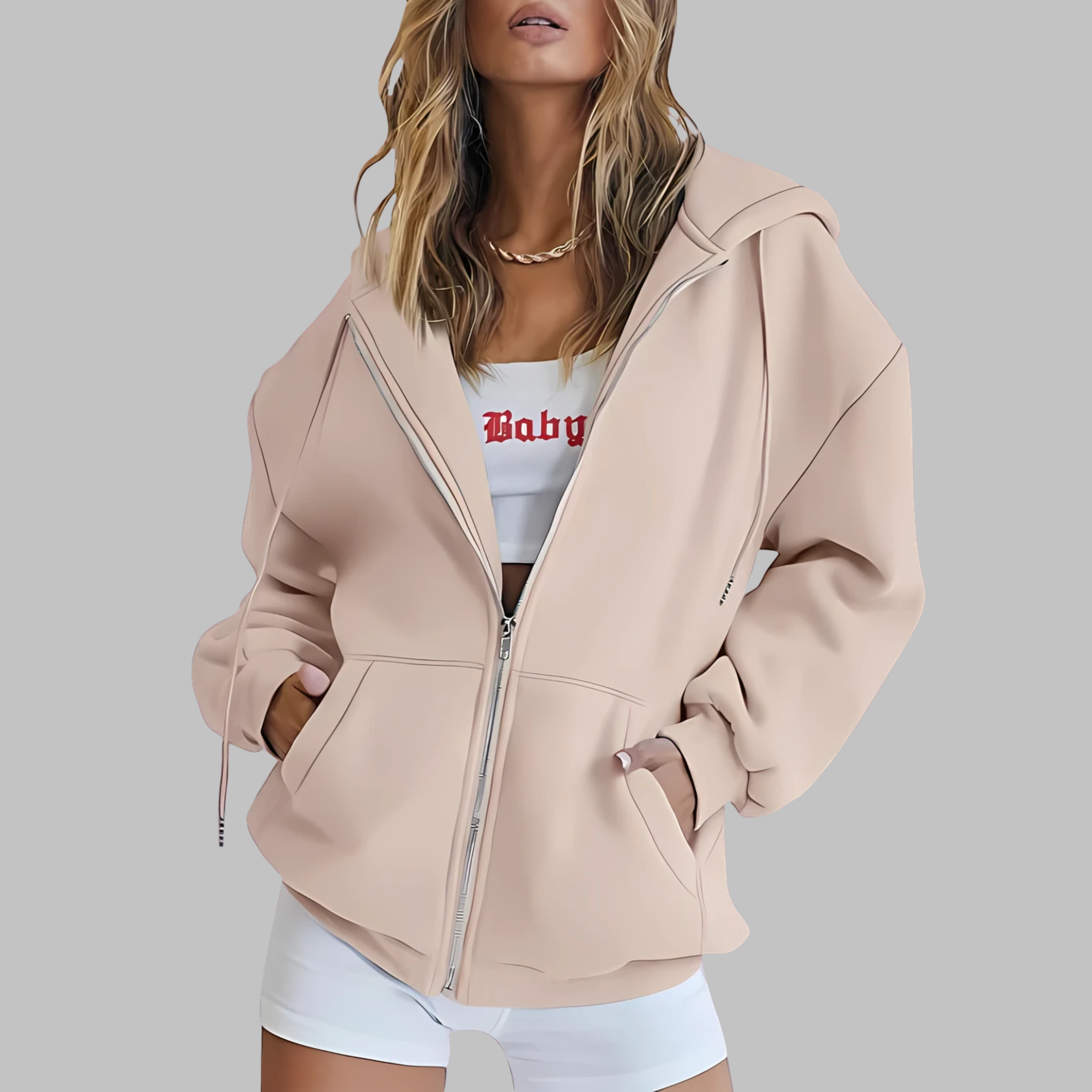 Vilora™ - Classic Zip Up Oversized Hooded Jacket