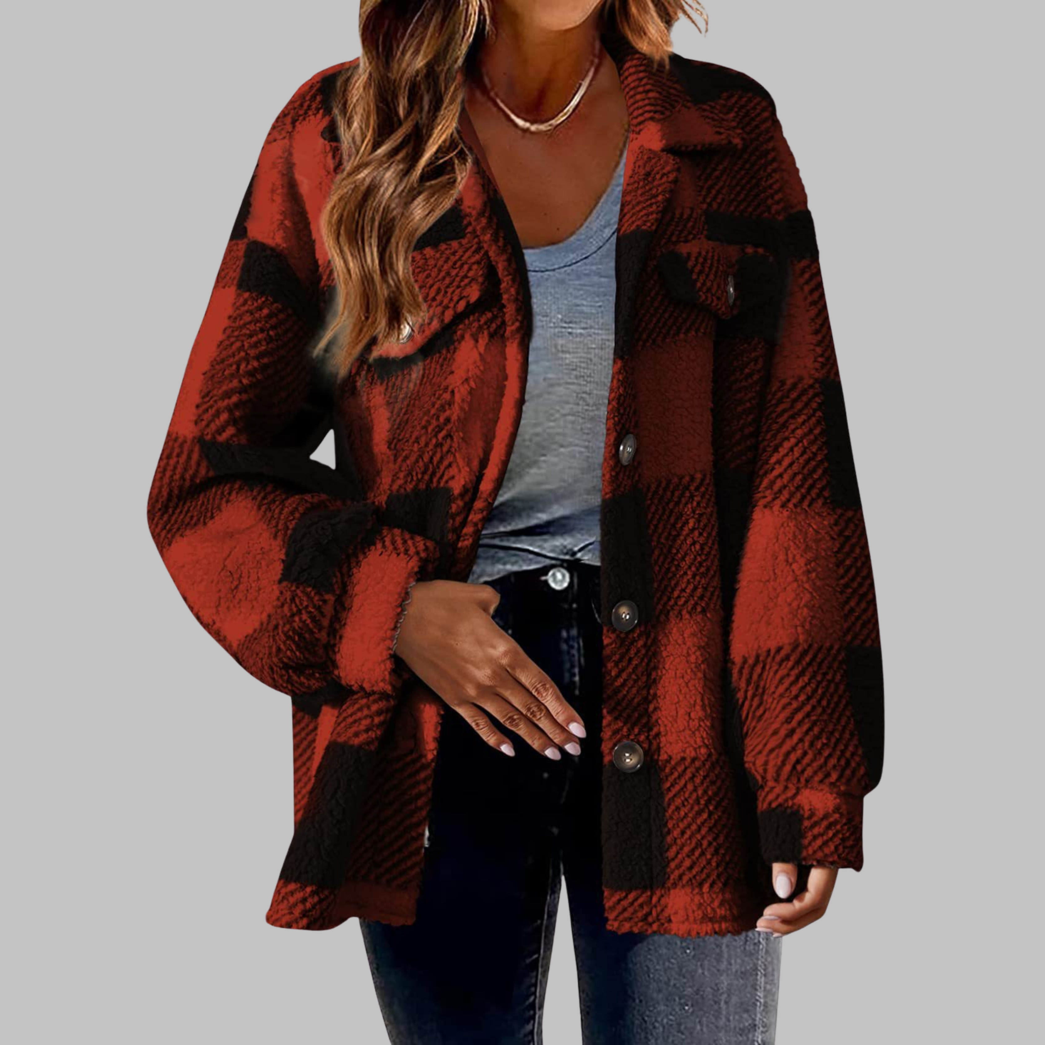 Vilora™ - Casual Plaid Button Down Long Sleeve Jacket