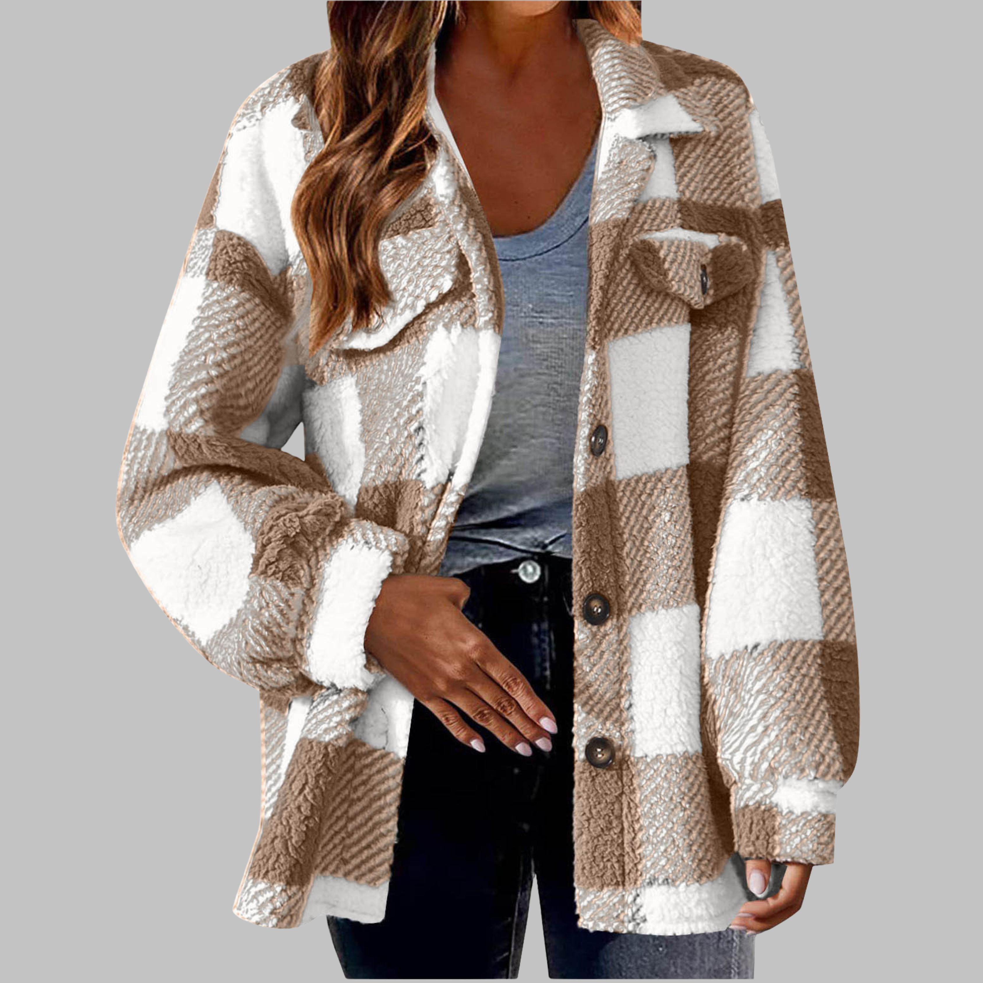 Vilora™ - Casual Plaid Button Down Long Sleeve Jacket