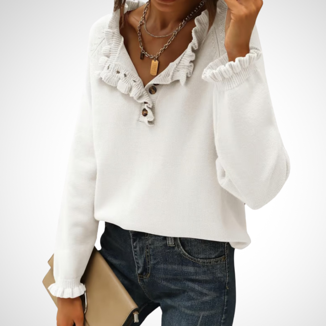 Vilora™  - Chic Long Sleeve Pullover Half Button Sweater