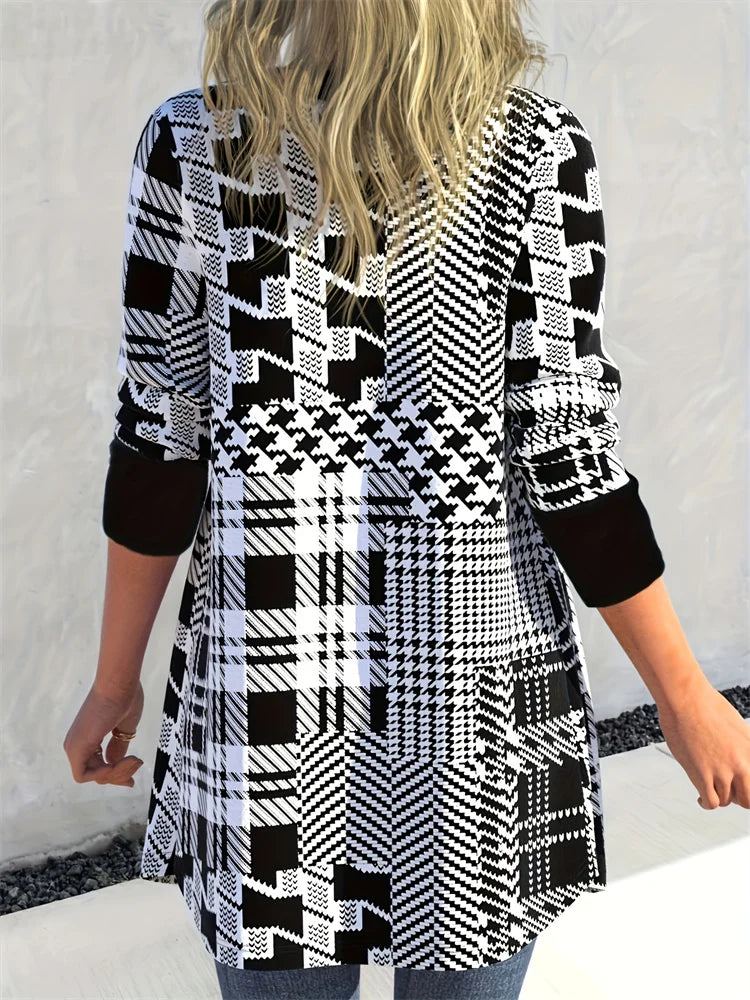 Vilora™ - Sleek Geo-Print Cardigan