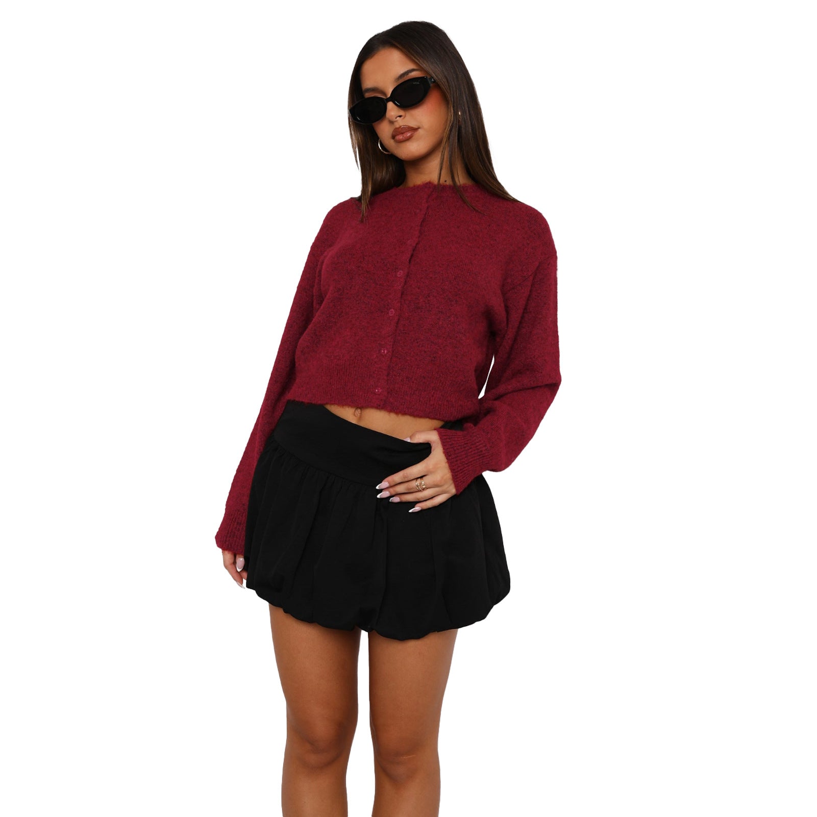 Vilora™  - Casual Cropped Long Sleeve Cardigan