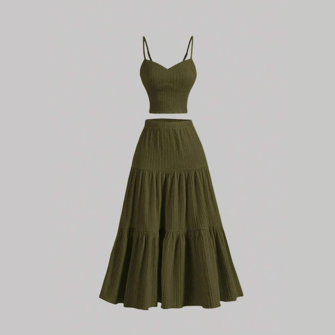 Vilora™  – Chic A-line Crop and Skirt Co-ord