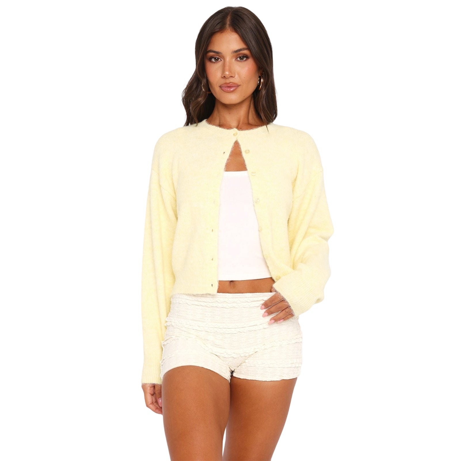 Vilora™  - Casual Cropped Long Sleeve Cardigan