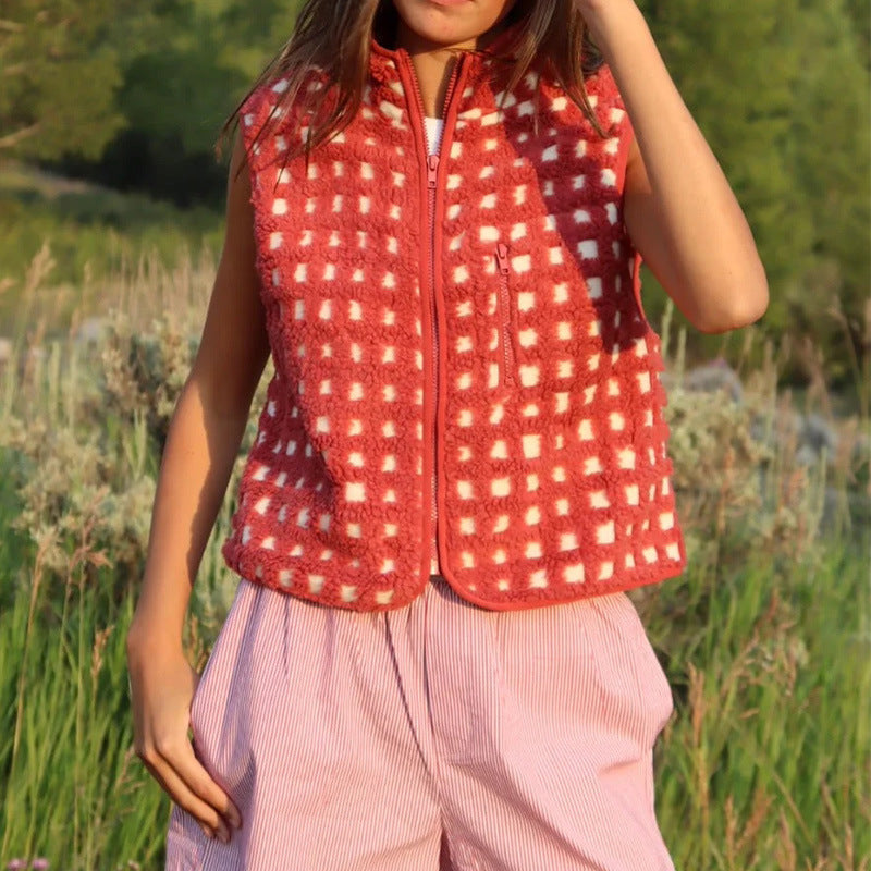 Vilora™  – Casual Plaid Sleeveless Zip-Up Vest