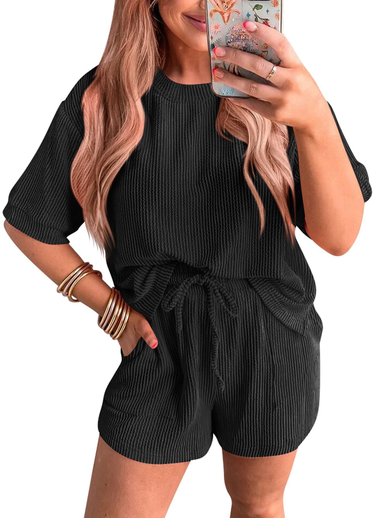 Vilora™ - Casual Summer Lounge Sweatshirt and Shorts Co-Ord