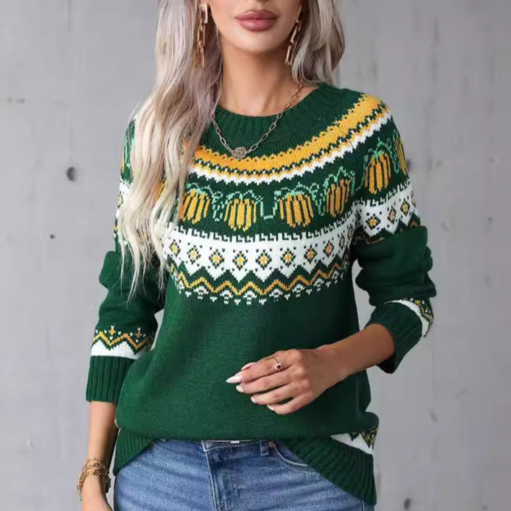 Vilora™ - Vintage Round Neck Pumpkin Pullover Sweater