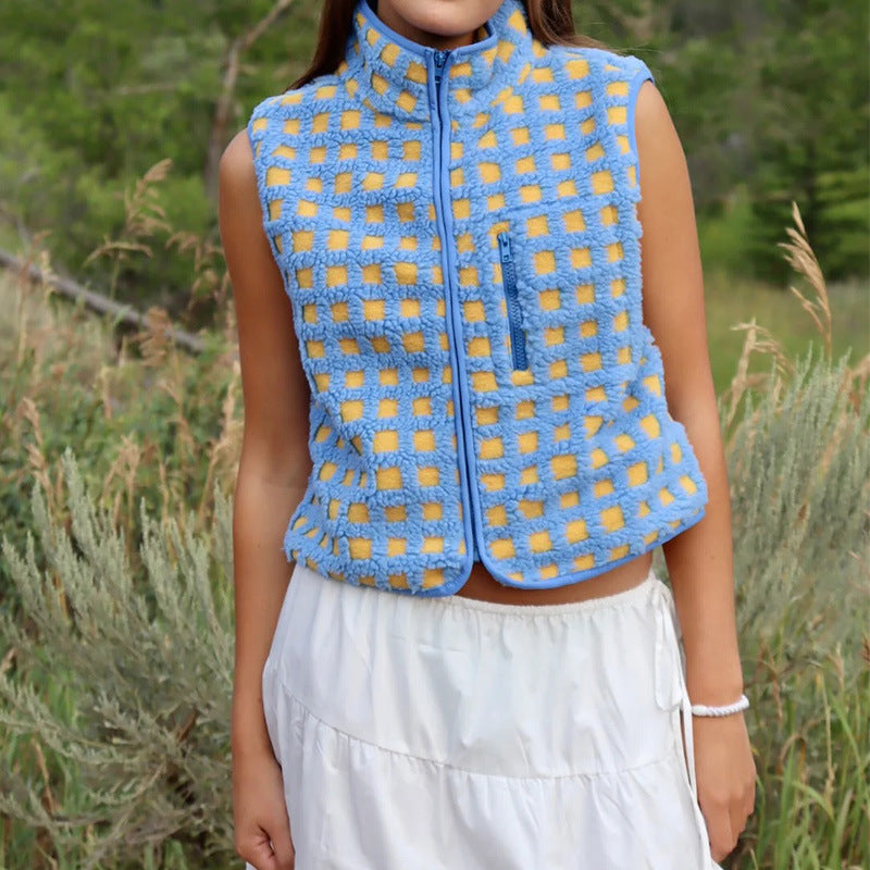 Vilora™  – Casual Plaid Sleeveless Zip-Up Vest