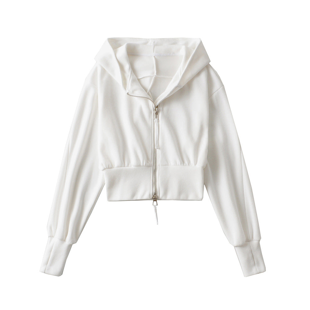 Vilora™  - Chic Cropped Hooded Zipper Workout Jacket
