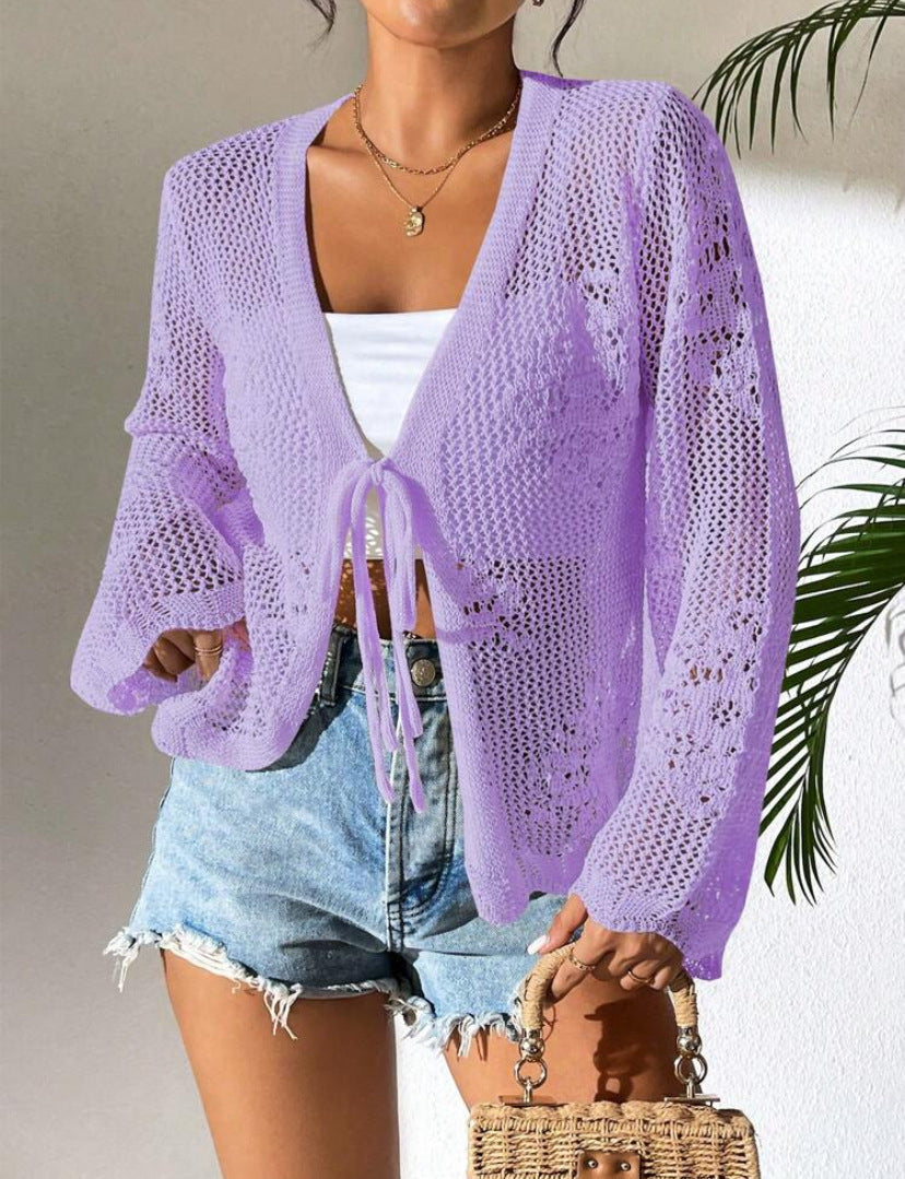 Vilora™ – Elegant Tie Front Long Sleeve Cardigan