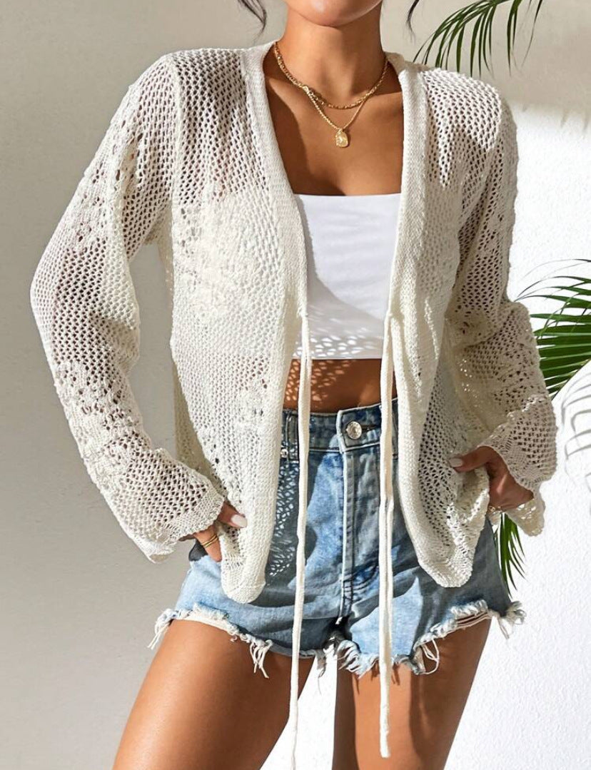 Vilora™ – Elegant Tie Front Long Sleeve Cardigan