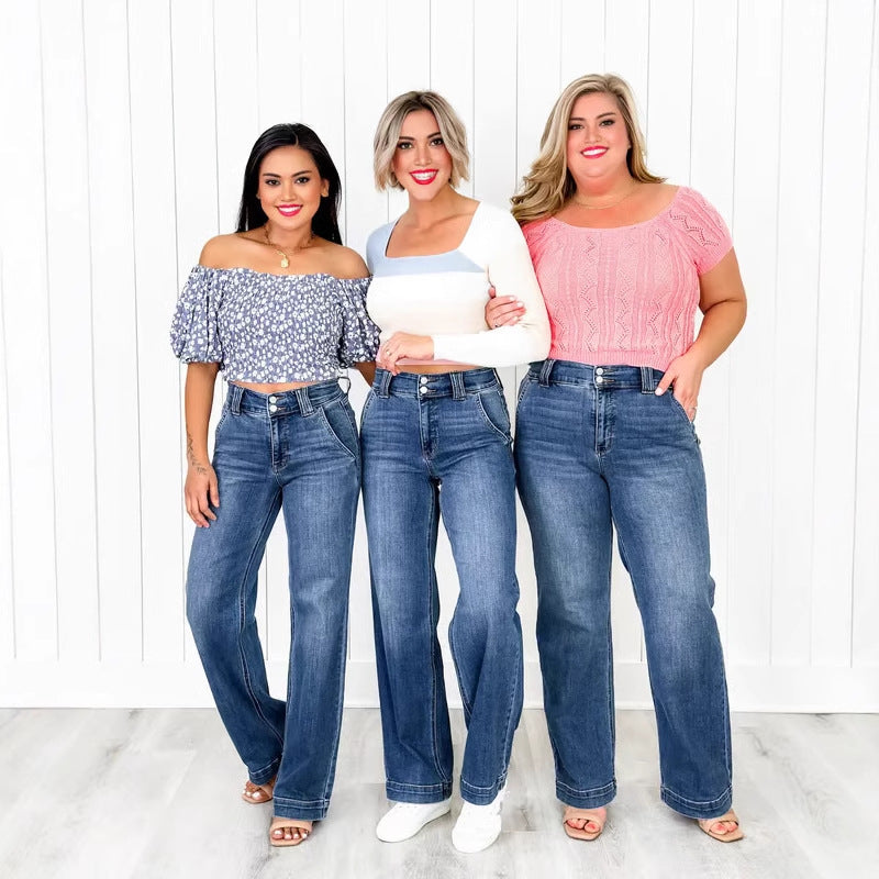Vilora™  – Comfy Double Down Wide Leg Jeans