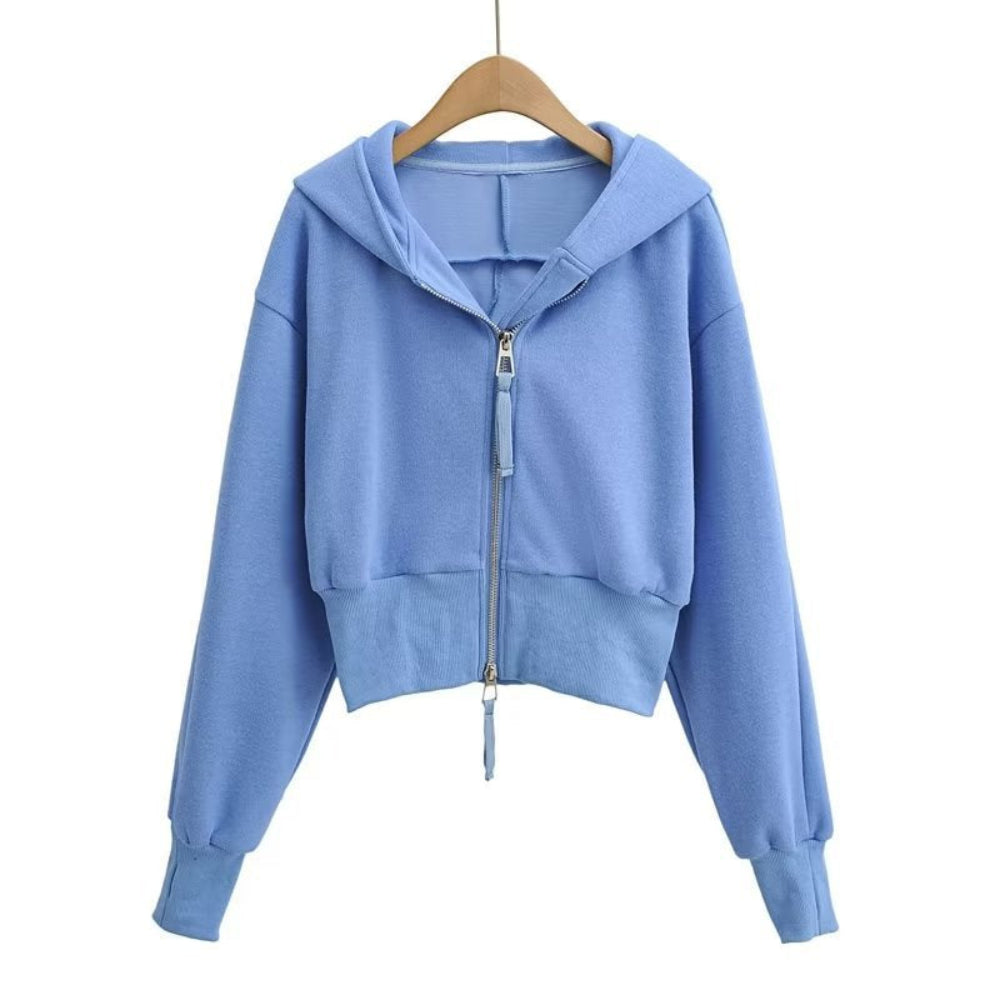 Vilora™  - Chic Cropped Hooded Zipper Workout Jacket