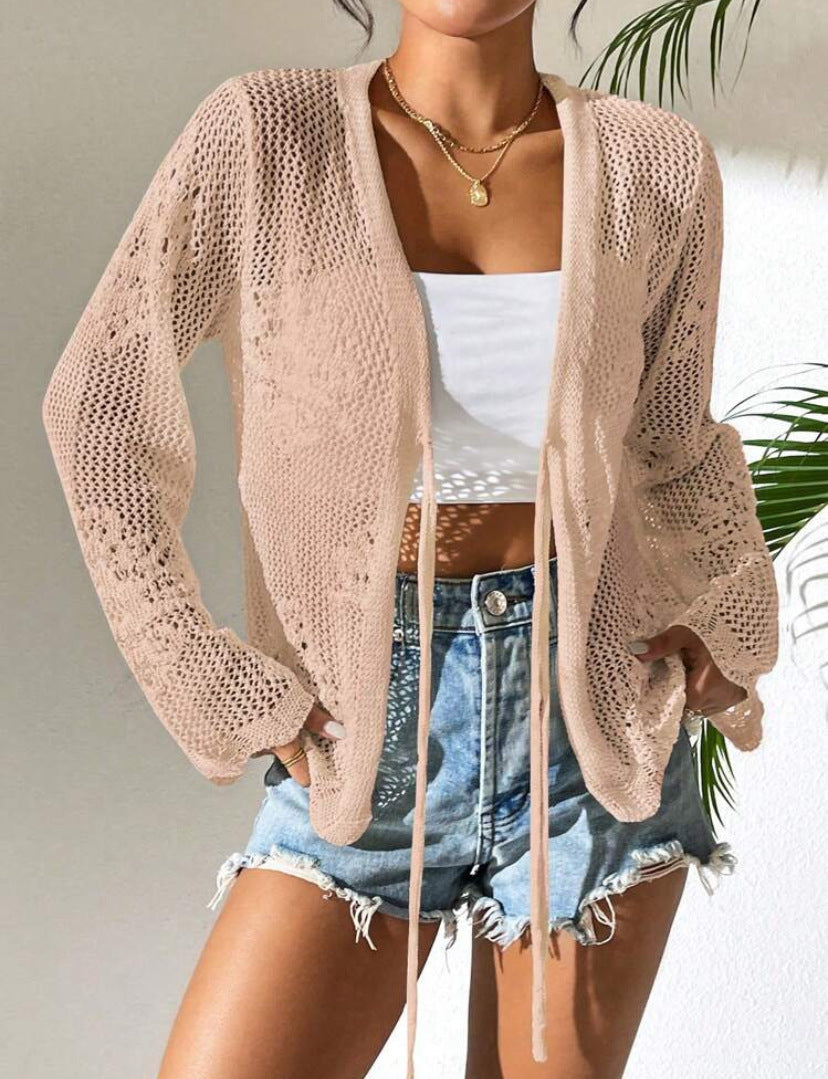 Vilora™ – Elegant Tie Front Long Sleeve Cardigan