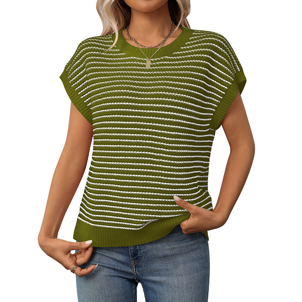 Vilora™  – Casual Striped Round-Neck Sweater