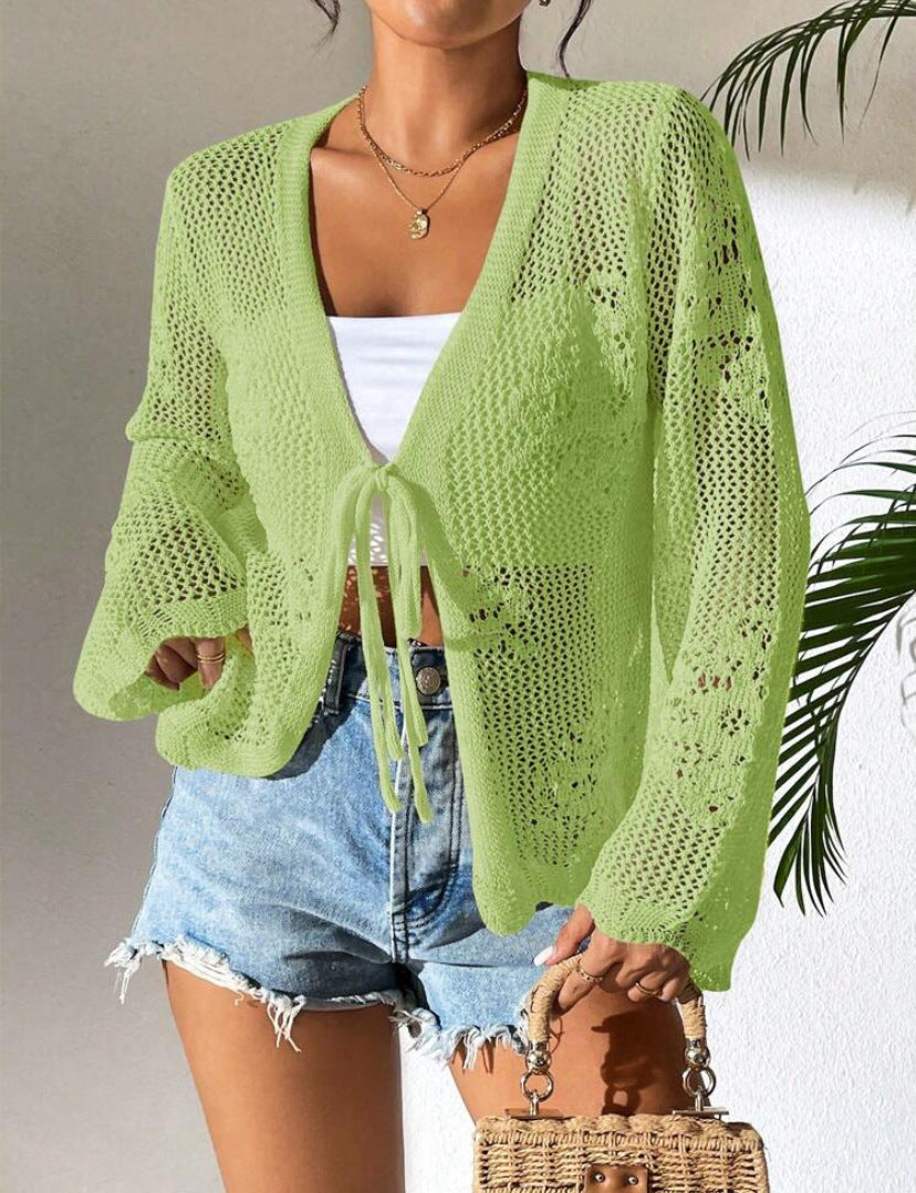 Vilora™ – Elegant Tie Front Long Sleeve Cardigan