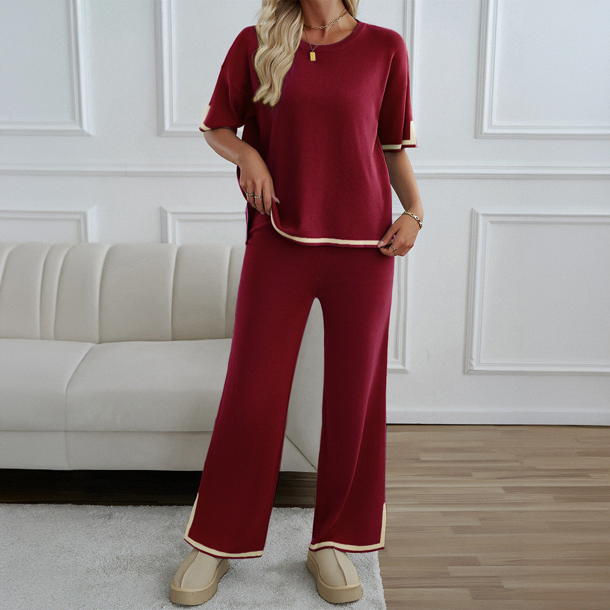 Vilora™ – Chic Short Sleeve and Wide Leg Lounge Set