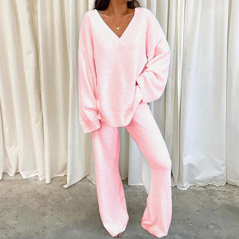 Vilora™  - Chic V-Neck Top and Wide Leg Pants Set