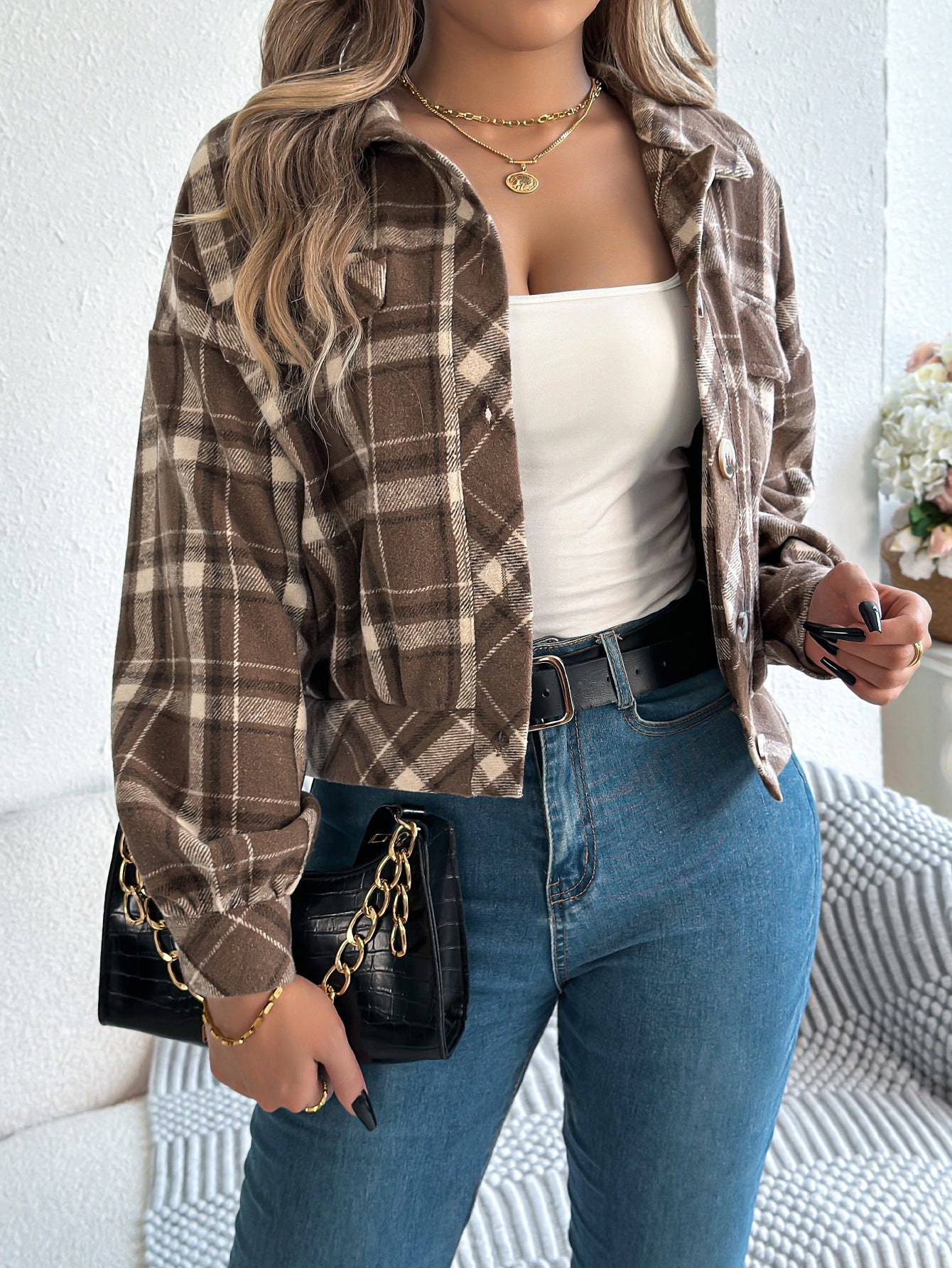Vilora™  - Casual Plaid Button Front Long Sleeve Jacket