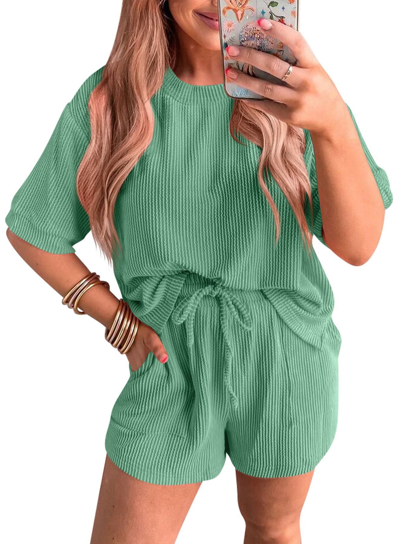 Vilora™ - Casual Summer Lounge Sweatshirt and Shorts Co-Ord