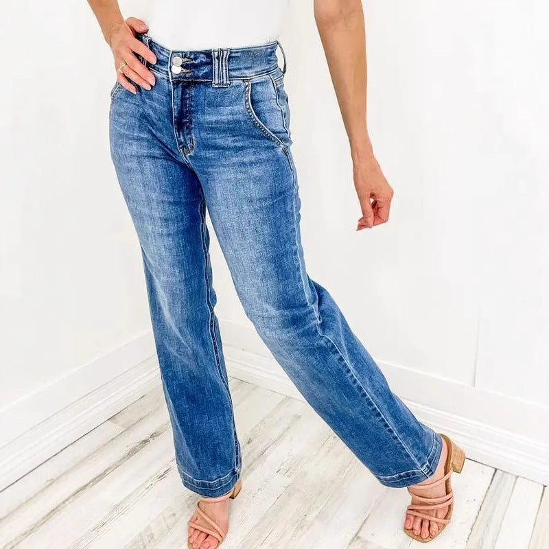 Vilora™  – Comfy Double Down Wide Leg Jeans