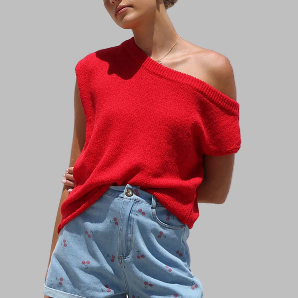 Vilora™  - Short Sleeve Sweater Blouse