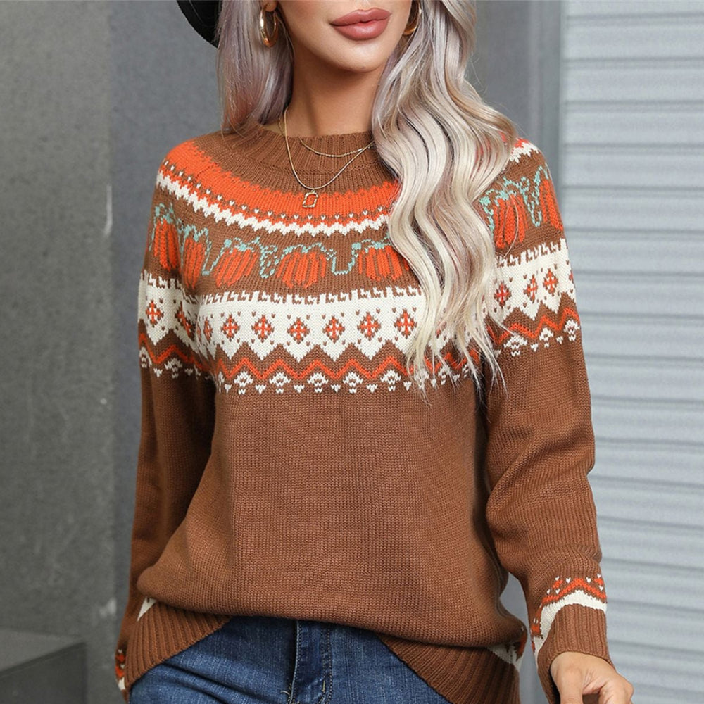 Vilora™ - Vintage Round Neck Pumpkin Pullover Sweater