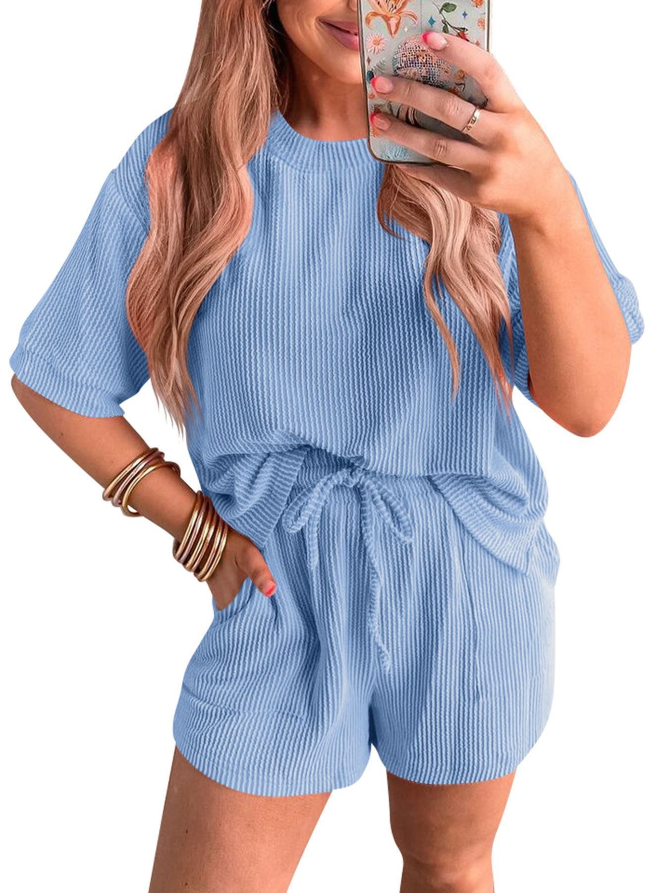 Vilora™ - Casual Summer Lounge Sweatshirt and Shorts Co-Ord