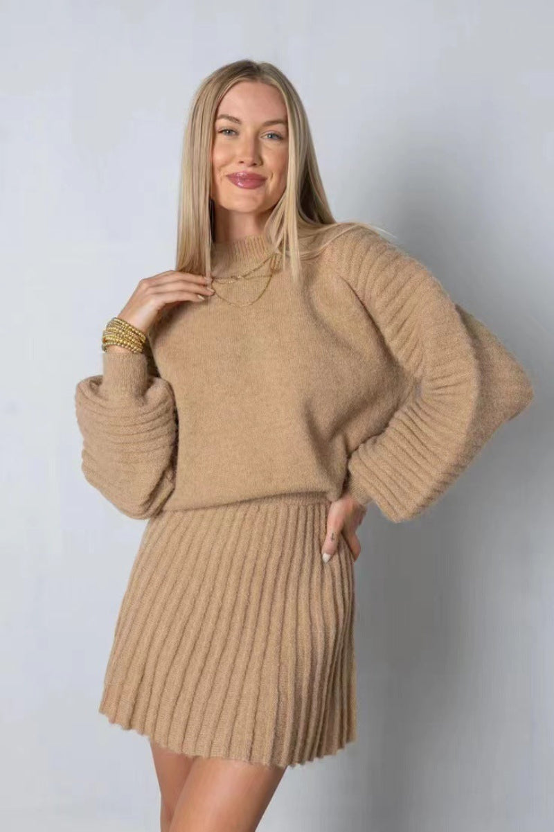 Vilora™  - Chic Long-Sleeve Sweater and Mini Skirt Set