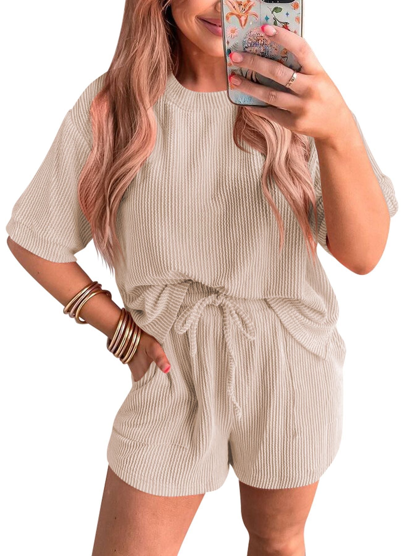 Vilora™ - Casual Summer Lounge Sweatshirt and Shorts Co-Ord
