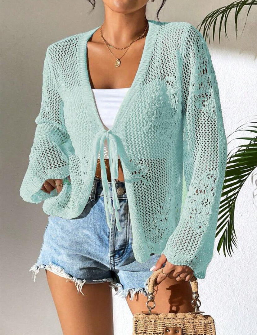 Vilora™ – Elegant Tie Front Long Sleeve Cardigan