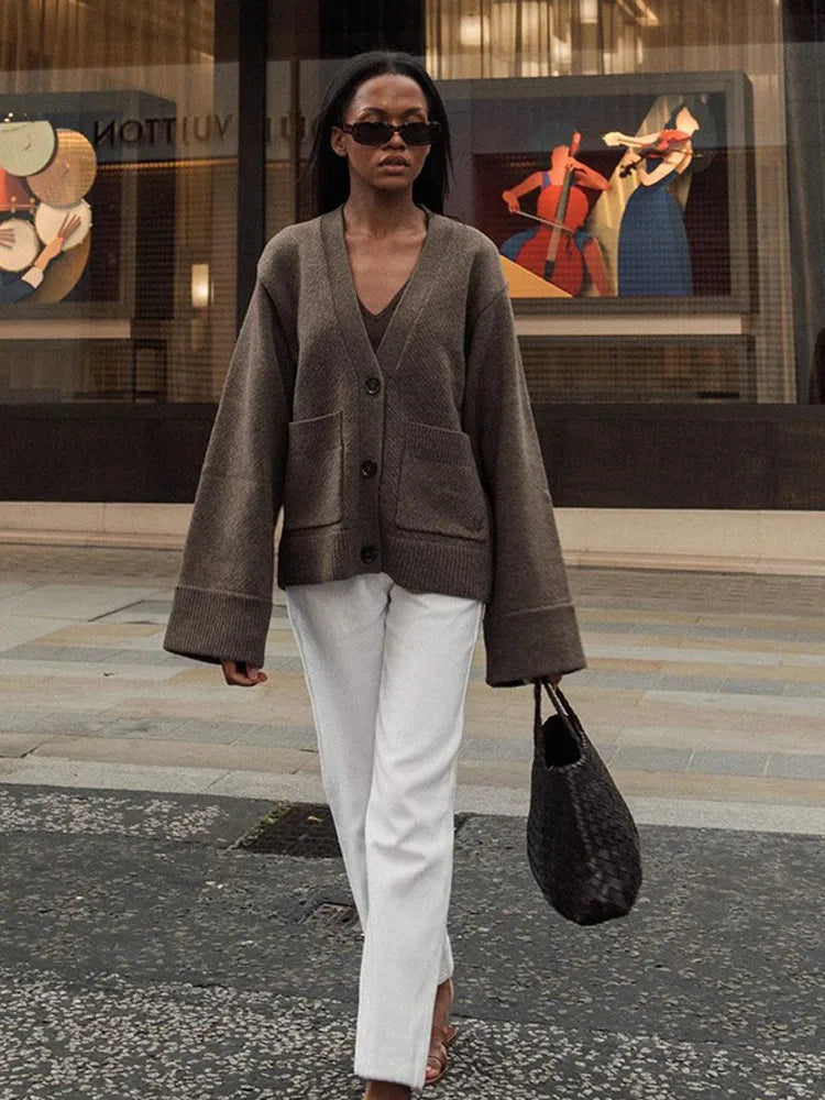 Vilora™  - V-Neck Knit Cardigan