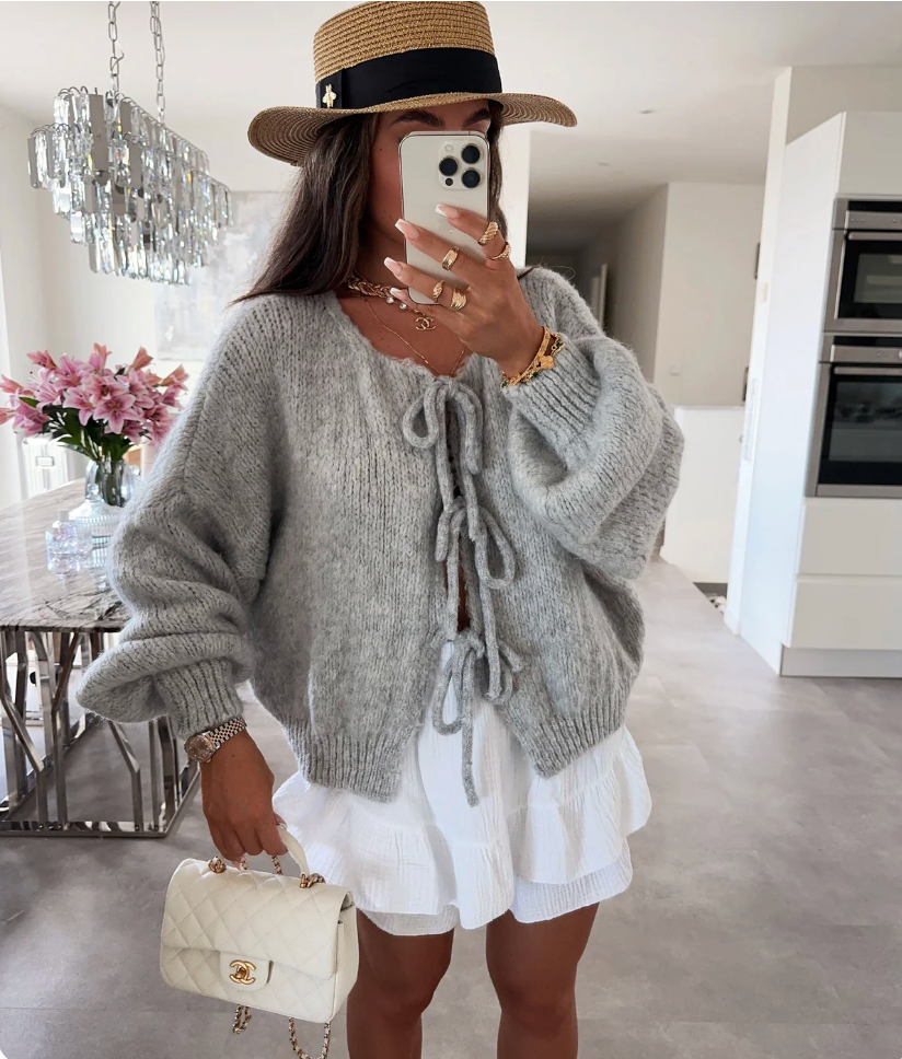 Vilora™ - Knitted Bow Cardigan