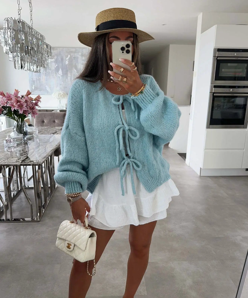 Vilora™ - Knitted Bow Cardigan