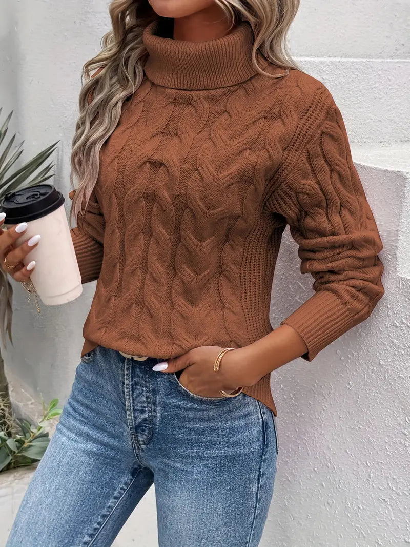 Vilora™ - Cable Knit Turtleneck Sweater