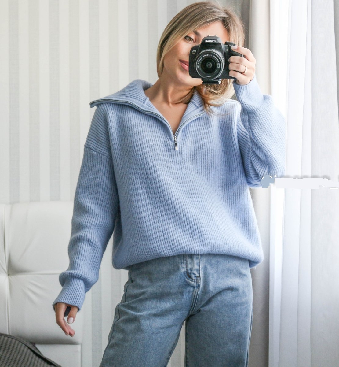 Vilora™  - Comfy Half-Zip Sweater